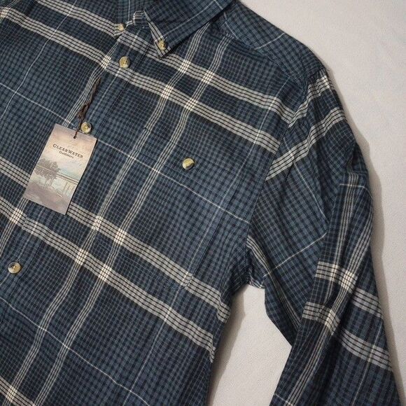 Clearwater Outfitters Men's 2XL Shirt New With Tags Blue Plaid Long Sleeve - Picture 2 of 8